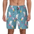 thumbnail image 1 of Kdxio Rabbit And Balloon Print Men's Swim Trunks with Compression Liner 7 Inch Inseam Quick Dry Swim Shorts, 1 of 7