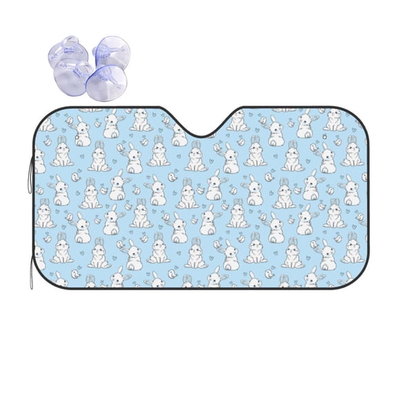 Kdxio Rabbit And Bird Print Front Windshield Sun Shade,Folding Auto Sunshade for Car Truck SUV-Medium