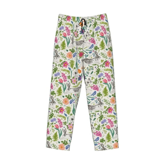 Kdxio Rabbit And Butterfly Print Men's Sleep Pajama Pant Lounge Pants with Pockets