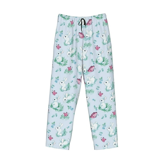 Kdxio Rabbit And Butterfly Print Men's Sleep Pajama Pant Lounge Pants with Pockets