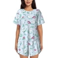 thumbnail image 1 of Kdxio Rabbit And Butterfly Print Pajamas Sets for Women Short-Sleeved Pjs with Lounge Shorts Two Piece Sleepwear S-4XL, 1 of 9