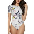 thumbnail image 1 of Kdxio Rabbit And Butterfly for Women's Short-Sleeved Onesie Stylish Round Neck Pajamas Bodysuit Jumpsuit Nightwear-Small, 1 of 7