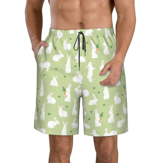 Kdxio Rabbit And Carrot (2) Pattern Mens Casual Shorts - Drawstring Summer Beach Sports Shorts for Men