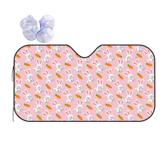 Kdxio Rabbit And Carrot Print Front Windshield Sun Shade,Folding Auto Sunshade for Car Truck SUV-Medium