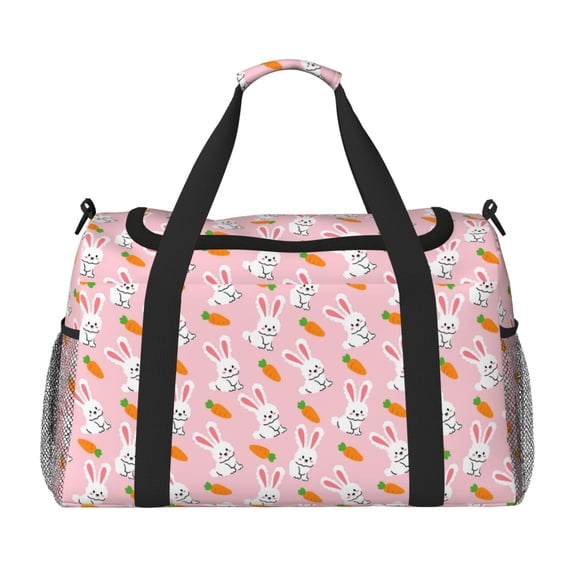 Kdxio Rabbit And Carrot Travel Duffel Bag Gym Bag Weekender Travel Bag Gym Bag for Women &Men Airplane Travel Essentials for Flying