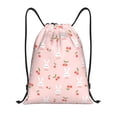 thumbnail image 1 of Kdxio Rabbit And Cherry Print Drawstring Backpack Bag,Waterproof Draw String Back Sack, Gym Drawstring Bags Swim Bag For Unisex, 1 of 9