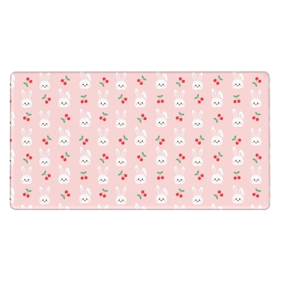 Kdxio Rabbit And Cherry Print Large Gaming Mouse Pad,Non-Slip Base,Water Resist Keyboard Pad for Gamer,Office & Home,29.5 x 15.8 in