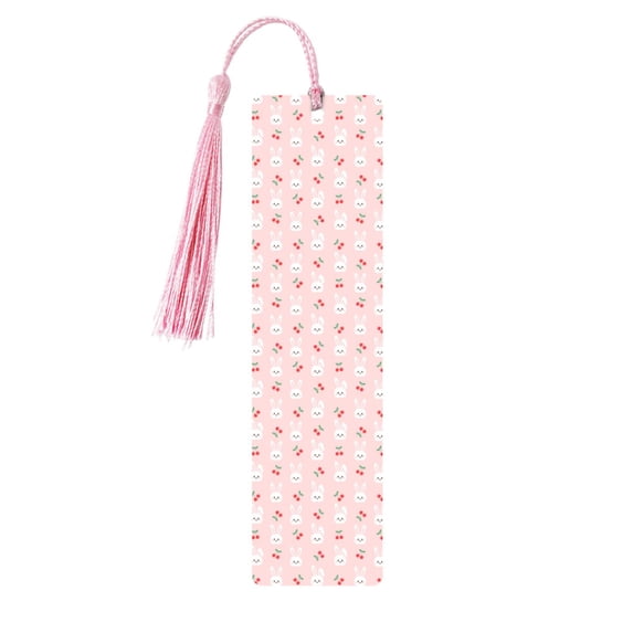 Kdxio Rabbit And Cherry Print Metal Tassel Bookmarks,Perfect Gift for Art Lovers and Bookworms Metal Bookmarks for Women