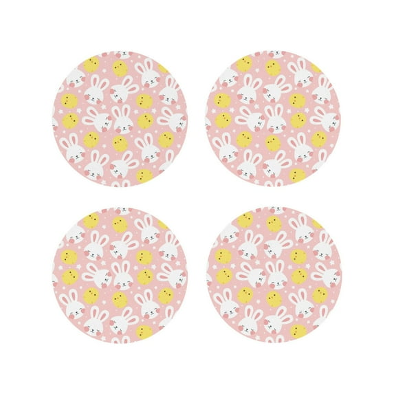 Kdxio Rabbit And Chick Funny Coasters,4 Pcs Leather Coasters,Housewarming Gifts,Protect Furniture from Water Marks Scratch and Damage