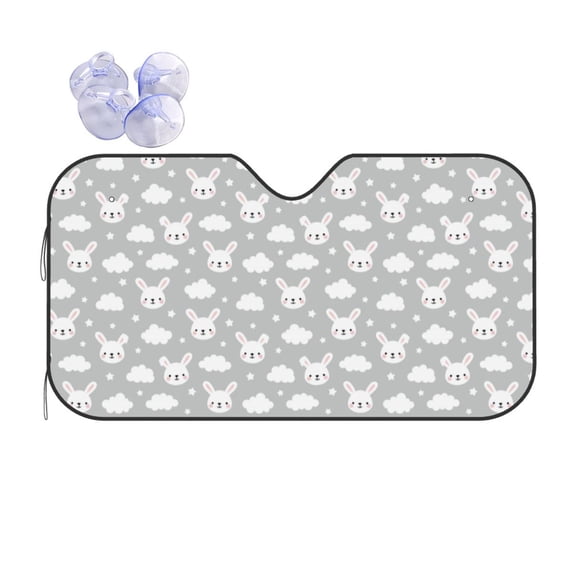 Kdxio Rabbit And Cloud Print Front Windshield Sun Shade,Folding Auto Sunshade for Car Truck SUV-