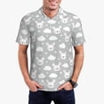 thumbnail image 1 of Kdxio Rabbit And Cloud Print Men's Short Sleeve Polo Shirt,Midweight Men's Shirt, 1 of 6