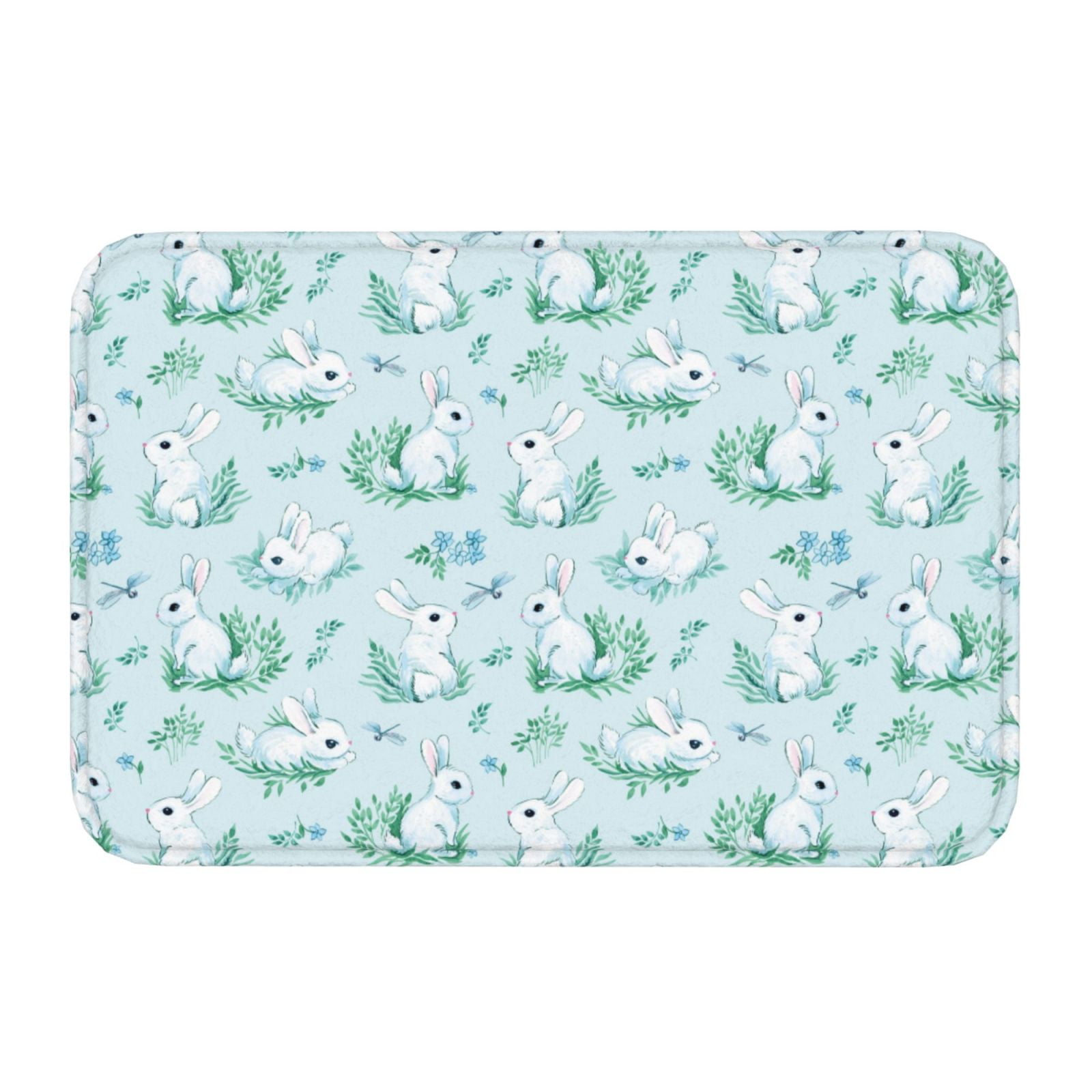 Kdxio Rabbit And Dragonfly,16" x 24", NonSlip Front Door Mats,Outdoor