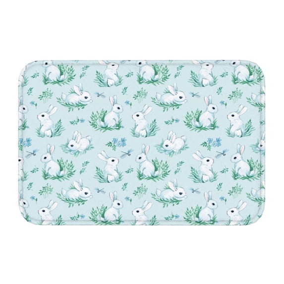 Kdxio Rabbit And Dragonfly,16" x 24", Non-Slip Front Door Mats,Outdoor Welcome Mat Washable