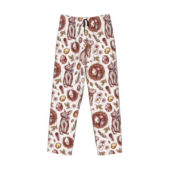 Kdxio Rabbit And Egg Print Men's Sleep Pajama Pant Lounge Pants with Pockets