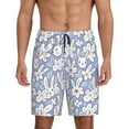 thumbnail image 1 of Kdxio Rabbit And Floral Print Mens Sleep Shorts Bottoms Soft Comfy Pajama Wear Pants with Drawstring Pockets, 1 of 7