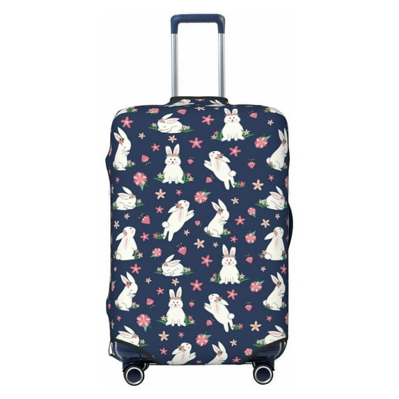 Kdxio Rabbit And Flower Pattern Luggage Cover for Travel,Elastic and Durable,Fits 18-32 Inch,-No luggage included