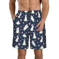 thumbnail image 1 of Kdxio Rabbit And Flower Pattern Mens Casual Shorts - Drawstring Summer Beach Sports Shorts for Men, 1 of 1