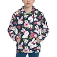 thumbnail image 1 of Kdxio Rabbit And Rose Pattern Boys Athletic Unisex Boys Girls Hoodie with Pocket Sweatshirts-X-Large, 1 of 6