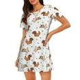 thumbnail image 1 of Kdxio Rabbit And Squirrel Pattern Womens Short Sleeve Sleepshirt Scoopneck Cute Nightdress Ruffle Comfy Nightgown, 1 of 6