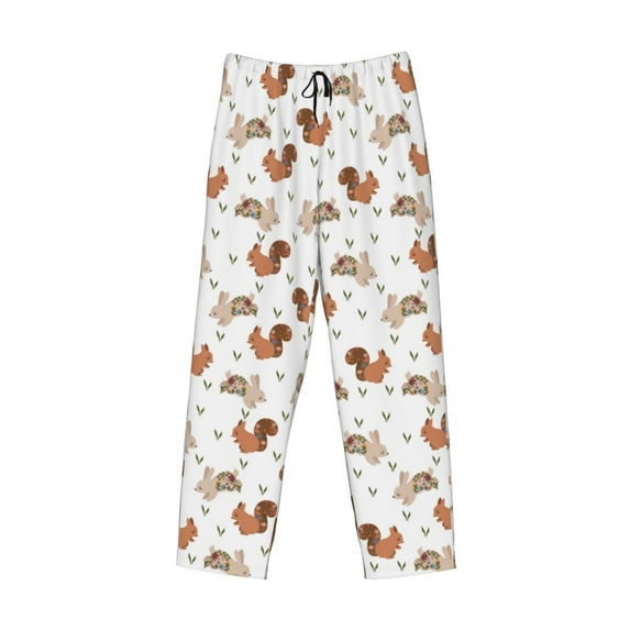 Kdxio Rabbit And Squirrel Print Men's Sleep Pajama Pant Lounge Pants with Pockets