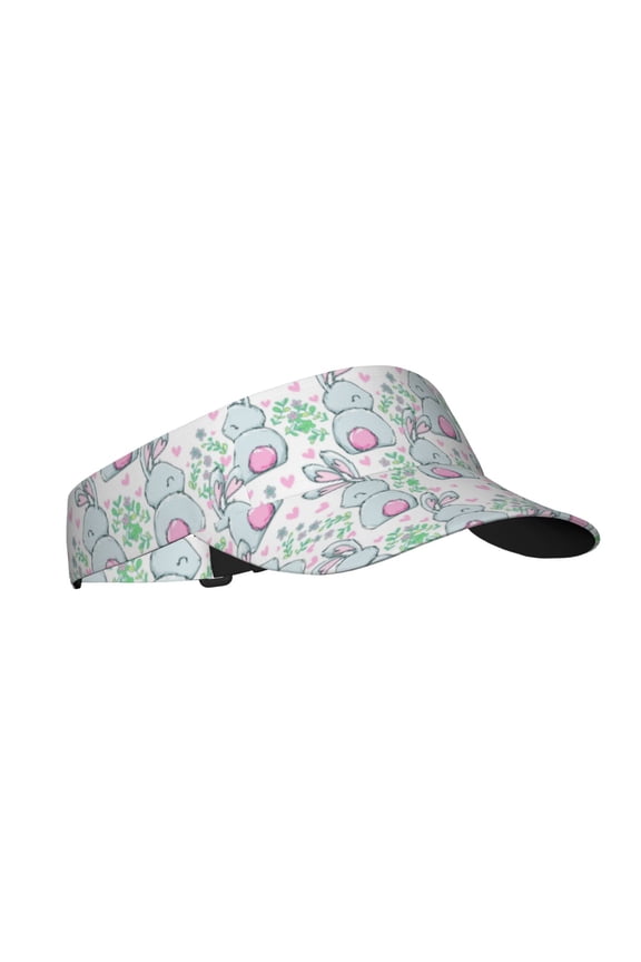 Rabbit Back View Print Sun Visor Hat Golf Visor Adjustable Velcro Outdoor Sports Cap for Men Women