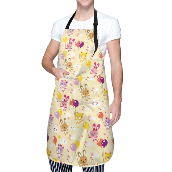 Kdxio Rabbit And Balloon Apron with Pockets Adjustable Kitchen Aprons for Men Women Waterproof Aprons for Cooking,Drawing,Crafting, Baking Household Cleaning