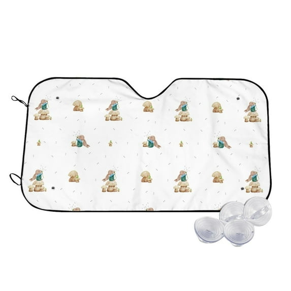 Kdxio Rabbit Blowing Dandelions Print Windshield Sun Shade,UV Rays and Sun Heat Protection,Sunshade for Car Windshield,Car Shade Front Windshield - Small