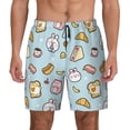 thumbnail image 1 of Kdxio Rabbit Burger Coffee Print Men's Swim Trunks with Compression Liner 7 Inch Inseam Quick Dry Swim Shorts, 1 of 7