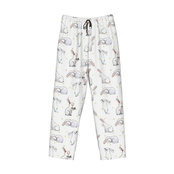 Kdxio Rabbit Eating Print Men's Sleep Pajama Pant Lounge Pants with Pockets