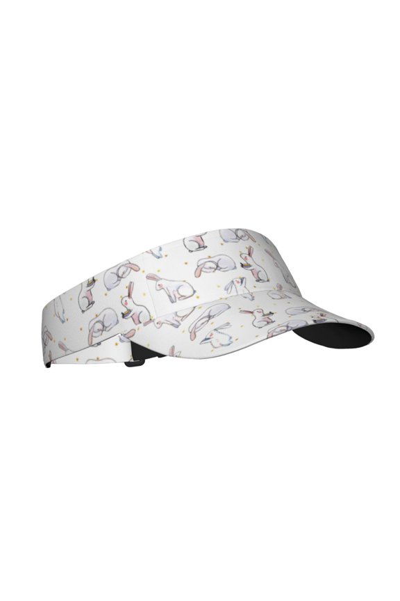 Rabbit Eating Print Sun Visor Hat Golf Visor Adjustable Velcro Outdoor Sports Cap for Men Women
