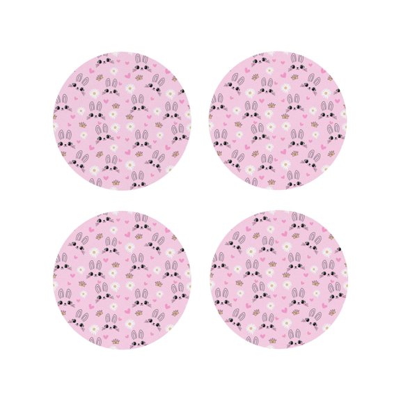 Kdxio Rabbit Face Funny Coasters,4 Pcs Leather Coasters,Housewarming Gifts,Protect Furniture from Water Marks Scratch and Damage