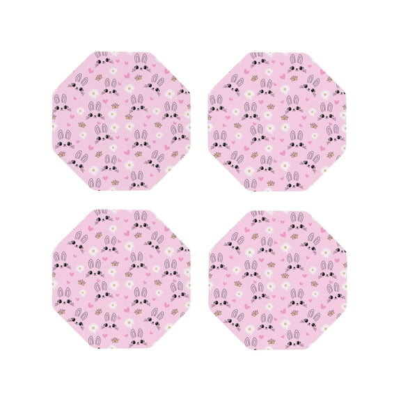 Kdxio Rabbit Face Funny Coasters,4 Pcs Leather Coasters,Housewarming Gifts,Protect Furniture from Water Marks Scratch and Damage