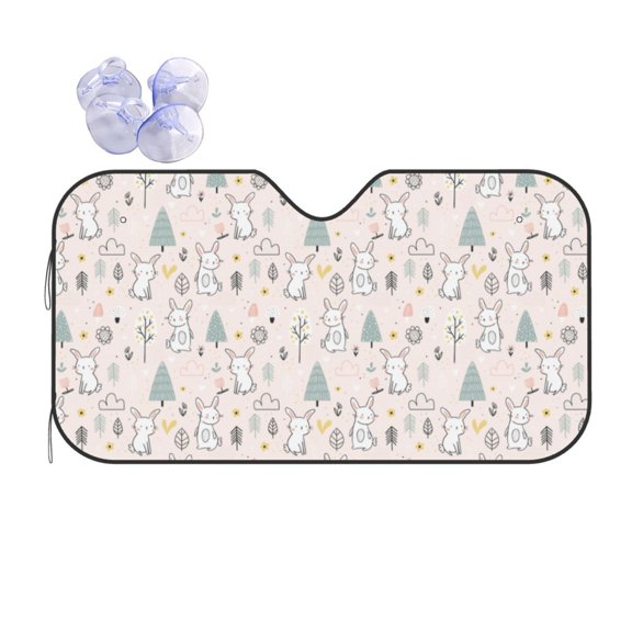 Kdxio Rabbit Forest Print Front Windshield Sun Shade,Folding Auto Sunshade for Car Truck SUV-Small