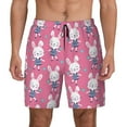 thumbnail image 1 of Kdxio Rabbit Holding Flowers Print Men's Swim Trunks with Compression Liner 7 Inch Inseam Quick Dry Swim Shorts, 1 of 7