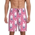 thumbnail image 1 of Kdxio Rabbit Holding Flowers Print Mens Sleep Shorts Bottoms Soft Comfy Pajama Wear Pants with Drawstring Pockets, 1 of 7