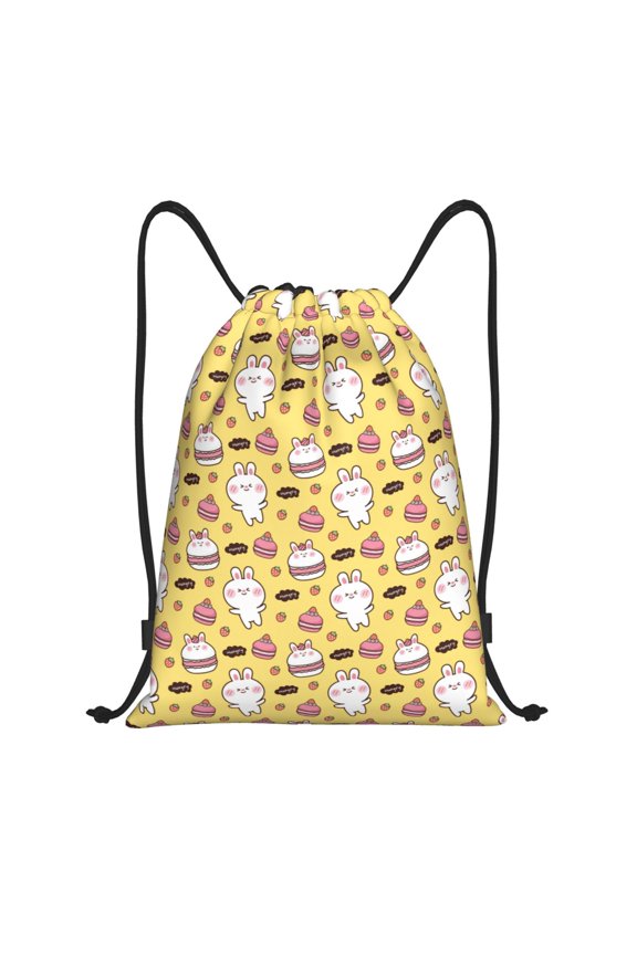 Rabbit Hunger Print Drawstring Backpack Bag,Waterproof Draw String Back Sack, Gym Drawstring Bags Swim Bag For Unisex