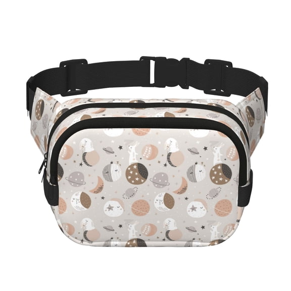 Kdxio Rabbit In Space Crossbody Double Layer Waist Bag Belt Bag for Unisex Fanny Pack Fashion Waist Packs for Hiking Running Shopping Traveling