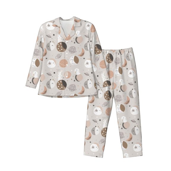 Kdxio Rabbit In Space Men’s Pajama Set Pajamas For Men 2 Piece PJ Set with Men Pajama Pants and Long Sleeve T-Shirt Lounge Set-