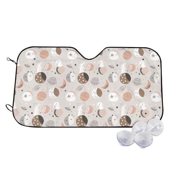 Kdxio Rabbit In Space Print Windshield Sun Shade,UV Rays and Sun Heat Protection,Sunshade for Car Windshield,Car Shade Front Windshield - Medium