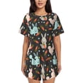 thumbnail image 1 of Kdxio Rabbit Is Eating Carrots Print Pajamas Sets for Women Short-Sleeved Pjs with Lounge Shorts Two Piece Sleepwear S-4XL, 1 of 9