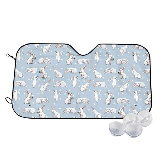 Kdxio Rabbit Is Eating Carrots Print Windshield Sun Shade,UV Rays and Sun Heat Protection,Sunshade for Car Windshield,Car Shade Front Windshield - Medium