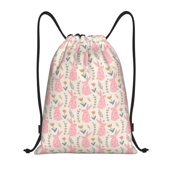 Kdxio Rabbit Print Drawstring Backpack Bag,Waterproof Draw String Back Sack, Gym Drawstring Bags Swim Bag For Unisex