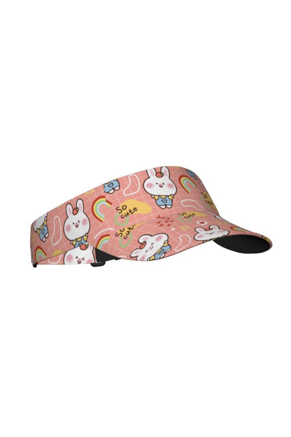 Rabbit So Cute Print Sun Visor Hat Golf Visor Adjustable Velcro Outdoor Sports Cap for Men Women