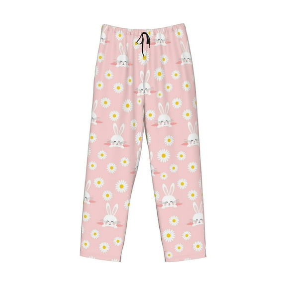 Kdxio Rabbit Sunflower Print Men's Sleep Pajama Pant Lounge Pants with Pockets