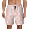 thumbnail image 1 of Kdxio Rabbit Sunflower Print Men's Swim Trunks with Compression Liner 7 Inch Inseam Quick Dry Swim Shorts, 1 of 7