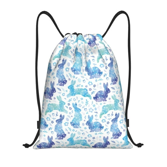 Kdxio Rabbit2 Print Drawstring Backpack Bag,Waterproof Draw String Back Sack, Gym Drawstring Bags Swim Bag For Unisex