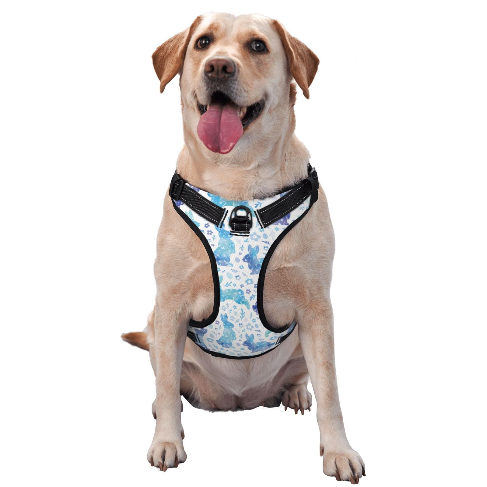 Kdxio Rabbit2 Print No Pull Dog Harness Adjustable Reflective Oxford Easy Control Medium Large Dog Harness for Training and Everyday-X-Large