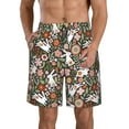 thumbnail image 1 of Kdxio Rabbits on Floral Pattern Mens Casual Shorts - Drawstring Summer Beach Sports Shorts for Men, 1 of 9