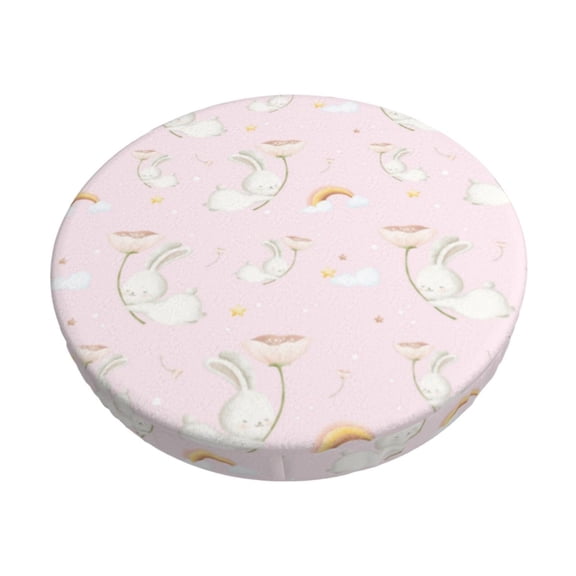 Kdxio Rainboe And Rabbit Print Stool Covers Round,Stretch Round Bar Stool Covers Washable Bar Stool Cushion Slipcover for 12-15 Inch Chair