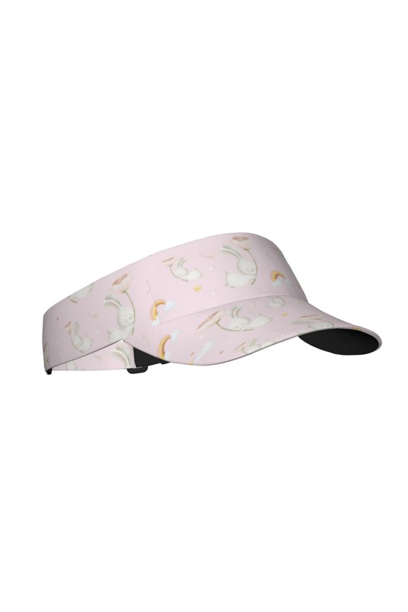 Rainboe And Rabbit Print Sun Visor Hat Golf Visor Adjustable Velcro Outdoor Sports Cap for Men Women